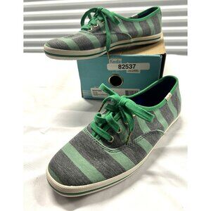 Keds Kate Spade Sneakers Metropolis Green Cyber Stripe Heather Size 7M Preppy